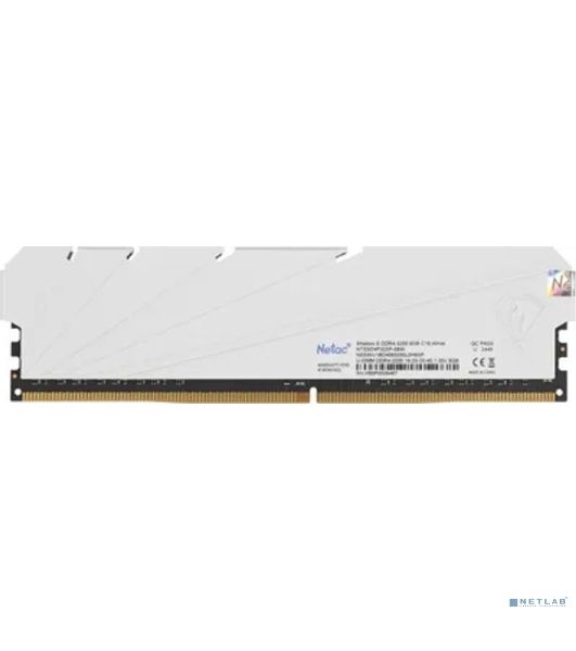 Оперативная память NETAC, DDR4, 8GB (1x8GB), 3200MHz, CL16, DIMM, с радиатором, белый