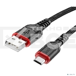 Кабель HOCO X59/USB кабель Micro/3m/2.4A/Нейлон/черный, фото3