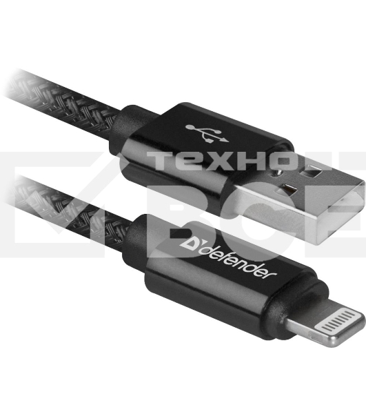 Кабель LIGHTNING TO USB2 1M BLACK ACH01-03T 87808 Defender