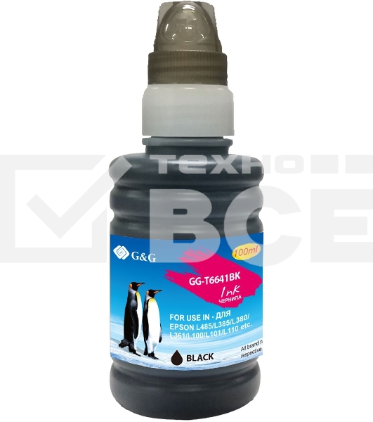 Чернила G&G GG-T6641BK черный100мл для Epson L100, L110, L120, L130, L132, L210, L222