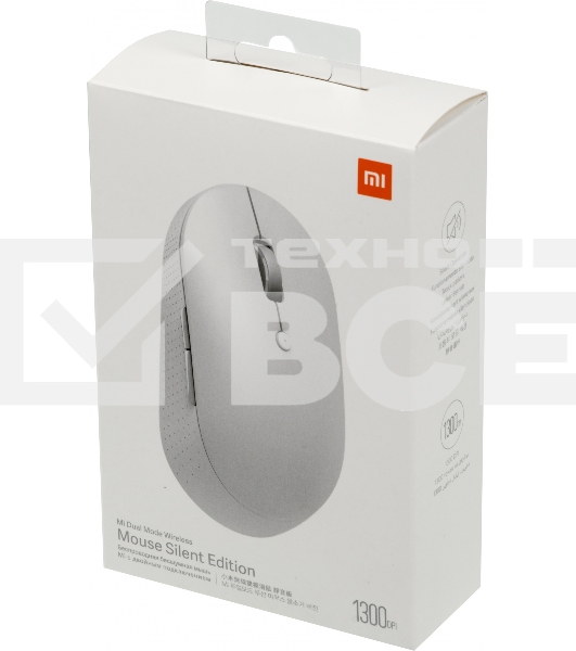 Мышь беспроводная Xiaomi Mi Dual Mode Wireless Mouse Silent Edition белый, 1300 dpi, радиоканал, Bluetooth, USB, кнопки - 5