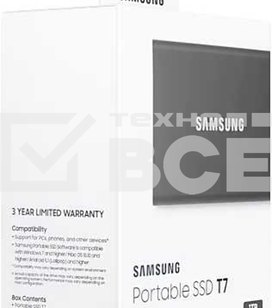 Накопитель SSD Samsung External T7 MU-PC1T0T/WW, 1ТБ, USB 3.2, черный