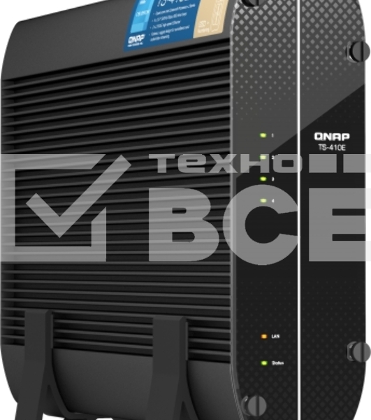 Сетевое хранилище SMB QNAP TS-410E-8G NAS fanless 4 2.5 SSD trays. Intel Celeron J6412 4-core 2.0-2.6 GHz, 8 GB RAM (max), 2x2.5 GbE, 4xUSB 3.2 Gen 2 (10Gbps),1xHDMI