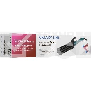 Стайлер Galaxy Line GL 4668, черный, без регулировки температуры, 80 Вт, тройной, нагрев. элемент с защитой от перегрева, максимальная температура 200ºС, керамическое покрытие рабочих поверхностей, 3 нагревательных элемента диаметром 22 мм, вращающийся на