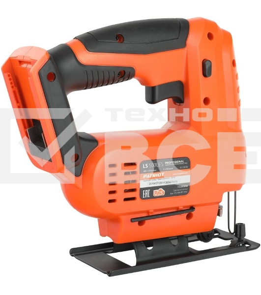 Лобзик электрический Аккумуляторный PATRIOT LS 500UES. 0-2400об/мин. Дерево/железо: 51мм/2мм, Маятниковый ход: 4позиции.