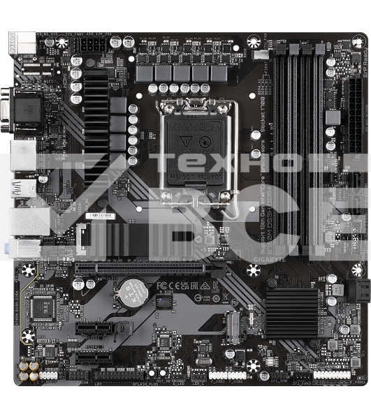 Материнская плата Gigabyte B760M DS3H DDR4, LGA 1700, Intel B760, 4xDDR4, 4xSATA, 2xM.2, 1xPCIe 4.0 x16, 2xPCIe x1, 1xHDMI, 1xDP, 1xVGA, 1x 2.5Gb LAN, 3xUSB-A 3.2 Gen 1, 1xUSB-C 3.2 Gen 2, 2xUSB-A 2.0, 3x3.5 мм, 7.1, mATX