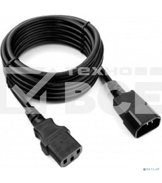 Кабель питания сист.блок-монитор Cablexpert PC-189-1-3M, 3м, C13-C14, 3x1кв.мм., черный, с заземлением