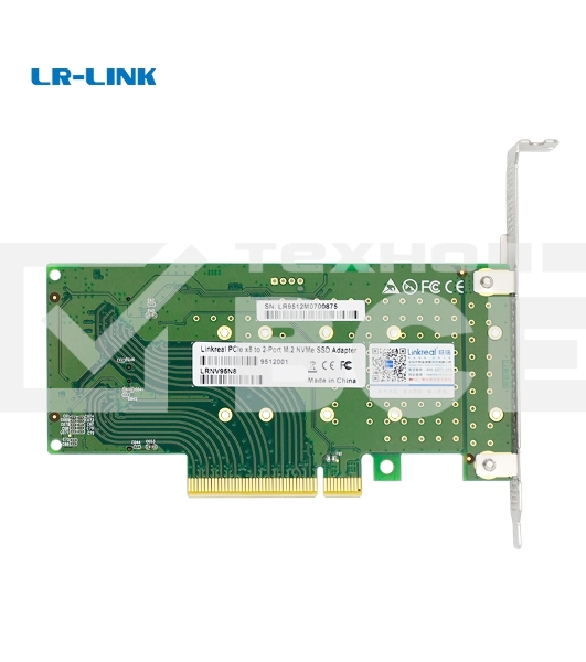 Переходник Lr-Link LRNV95N8 PCIe x8 to 2-Port M.2 NVMe Adapter, Supports 2*M.2 NVMe SSD for 2230, 2242, 2260,2280 and 22110mm