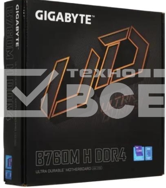 Материнская плата Gigabyte B760M H DDR4, LGA 1700, Intel B760, 2xDDR4, 4xSATA, 2xM.2, 1xPCIe 4.0 x16, 1xPCIe x1, 1xHDMI, 1xVGA, 1x 1Gb LAN, 2xUSB 2.0, 4xUSB 3.2 Gen 1, 3x3.5 мм, 7.1, Micro ATX