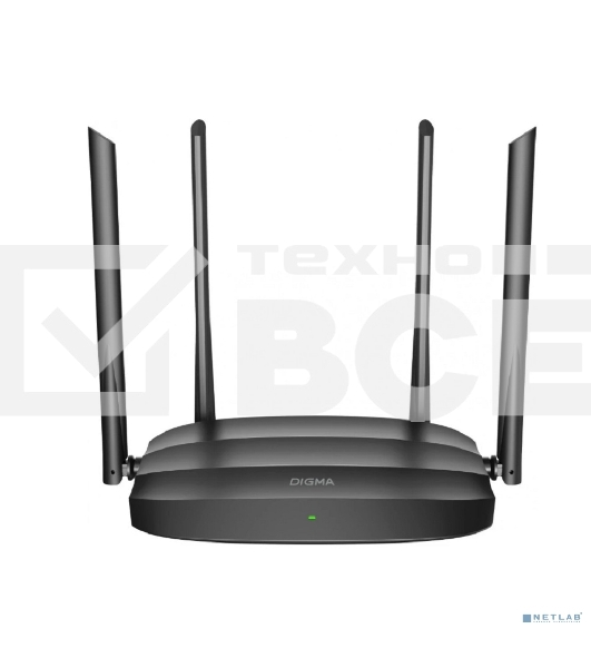 Роутер беспроводной Digma DWR-AC1201 AC1200 10/100BASE-TX черный (упак.:1шт)