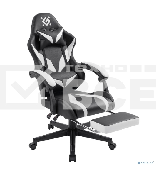 Кресло игровое Defender Aspect черный/белый, класс 4, PU, подножка
