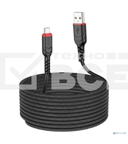 Кабель HOCO X59/USB кабель Micro/3m/2.4A/Нейлон/черный