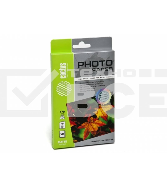 Фотобумага Cactus CS-MA617050 A6/170г/м2/50л. матовая для струйной печати
