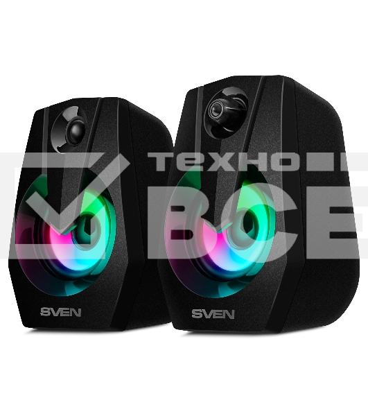 Колонки Sven 370 2.0 чёрные  (2x2W, USB, RGB подсветка)