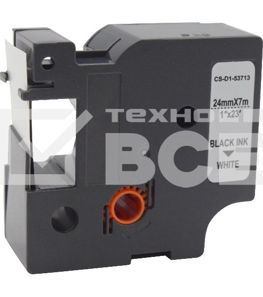 Картридж ленточный Cactus CS-D1-53713 24мм, черный шрифт, белый фон, 7м для DYMO Rhino Pro 6000, LM 500TS