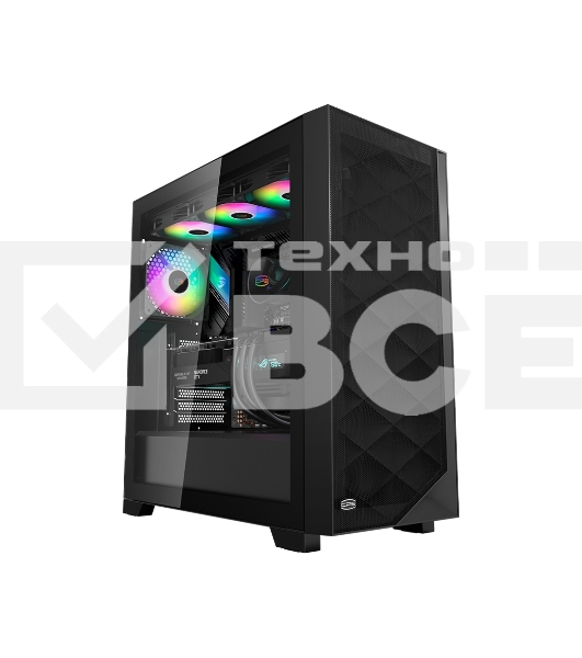 Компьютерный корпус  PCCooler C3D510 BK ARGB, Tempered Glass Full Tower, Black, TG, 0.7 SPCC, 3x120mm ARGB E-ATX, ATX, mATX, mITX 170/390/410mm 2x2.5