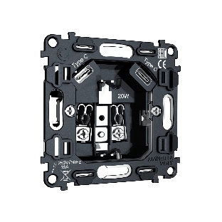 Механизм электрической розетки 2USB С+C 20W (быстрая зарядка) с/з на винтовых зажимах 16A-250V QUANT VM165