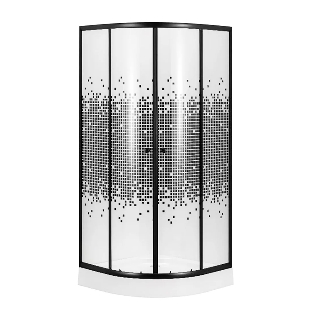 Душевой уголок BAU Dream с поддоном 100x100х195, прозрачное закаленное стекло с черной мозаикой 5 мм