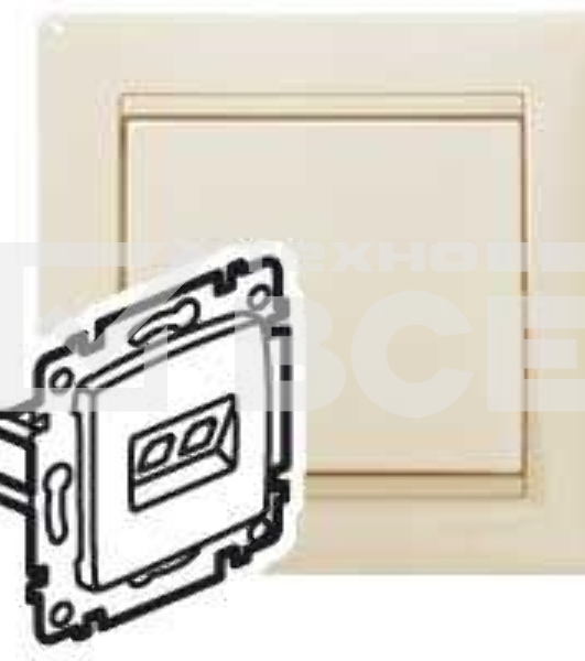 Розетка Legrand 774130 RJ45 Valena 1 выход Кат.5e UTP (слоновая кость) монтаж на захватах
