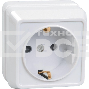 Розетка Iek ERO11-K01-16-DC РС20-3-ОБ 1местн. c з/к 16А откр.уст. ОКТАВА (белый)
