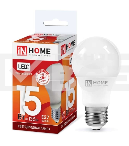 Лампа светодиодная LED-A60-VC 15Вт 230В E27 6500К 1350лм IN HOME 4690612020280