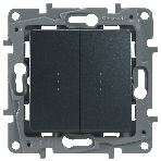 Переключатель 2клавишный с подсветкой, 10АХ, антрацит ETIKA , фото2