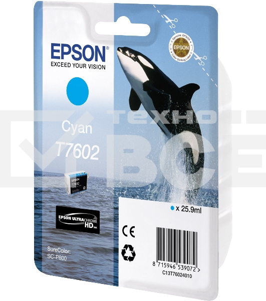 Картридж струйный EPSON C13T76024010 голубой (26 мл) для SC-P600