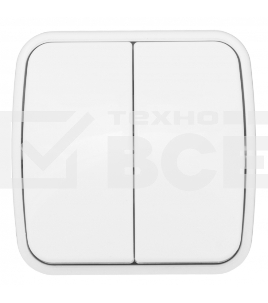 Выключатель 2-клавишный ОП 10А белый Минск EKF Basic