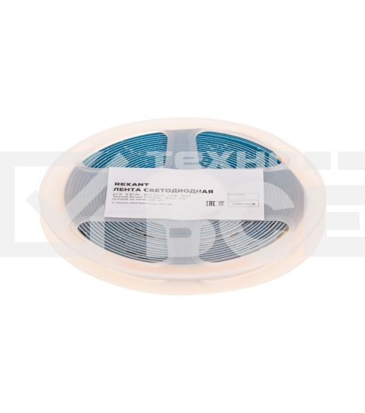 Лента светодиодная 24В, COB 8Вт/м, 320 LED/м, 3000K, 8мм, 5м, IP20 Rexant