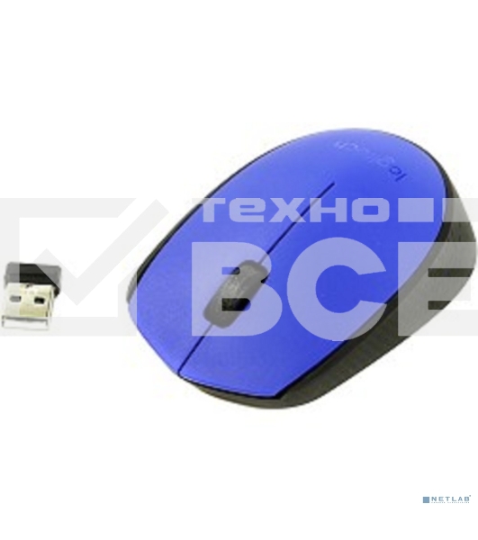 Мышь беспроводная Logitech M171 синий, 1000 dpi, радиоканал, USB, кнопки - 3