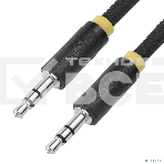 Кабель Greenconnectаудио 1.5m jack 3,5mm/jack 3,5mm, нейлон,черный, желтая окантовка, ультрагибкий, 28 AWG, M/M, Premium, экран, стерео, фото3