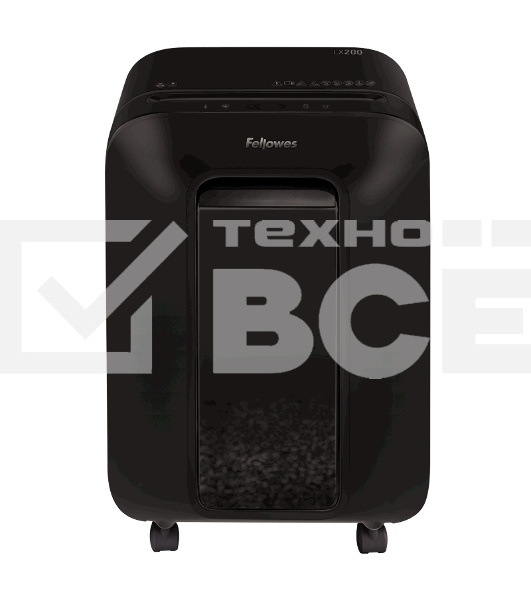 Шредер Fellowes PowerShred LX200 черный (секр.P-4)/перекрестный/12лист./22лтр./скрепки/скобы/пл.карты