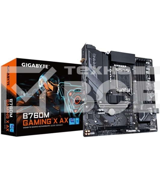 Материнская плата Gigabyte B760M GAMING X AX, LGA 1700, Intel B760, 4xDDR5, 4xSATA, 2xM.2, 1xPCIe 4.0 x16, 1xPCIe 3.0 x16, 1xHDMI, 1xDP, 1x 2.5Gb LAN, 5xUSB-A 2.0, 3xUSB-A 3.2 Gen 1, 3x3.5 мм, 7.1, mATX