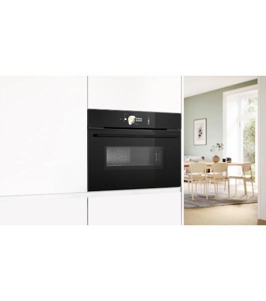 Встраиваемый духовой шкаф Bosch CMG978NB1 Accent line с микроволновой печью и 22 типами нагрева, 45.5x59.5x54.8 см, 45л, дисплей,инвертор,SoftClose и SoftOpen, Bosch Assist, черный. Телескопические направляющие 1 уровень,пиролитическая очистка,многоточечный термощуп PerfectRoast