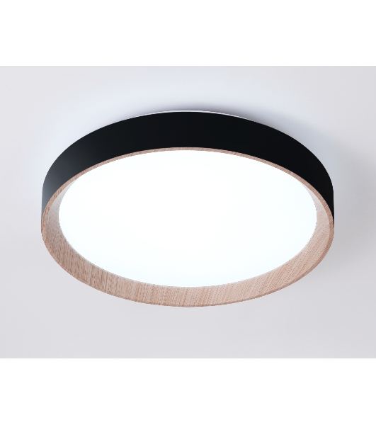 Потолочный светодиодный светильник Ambrella light FZ1324 BK/LWD черный/светлое дерево IP20 41W 3000-6400K D390*70 (ПДУ ИК)