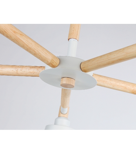 Светильник Ambrella light TR82208/5 WH/LW белый/светлое дерево E27/5 max 40W D780*430