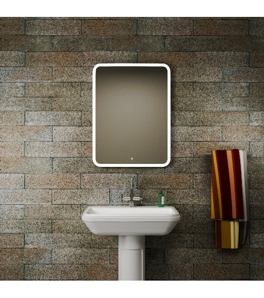 Зеркало Bau Stil 60х80, сенсорная LED подсветка, пластиковый защитный корпус