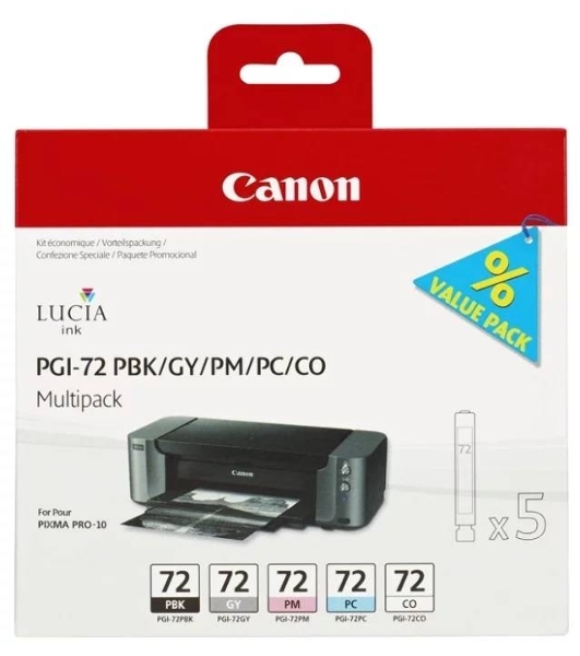Картридж струйный Canon PGI-72 PBK/GY/PM/PC/CO Multi Pack (510 стр. 5 шт по 14 мл) для Canon PIXMA PRO-10, PRO-10S