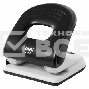Дырокол Deli PRO E0120, до 40 листов, металл ассорти, отверстий: 2, с линейкой