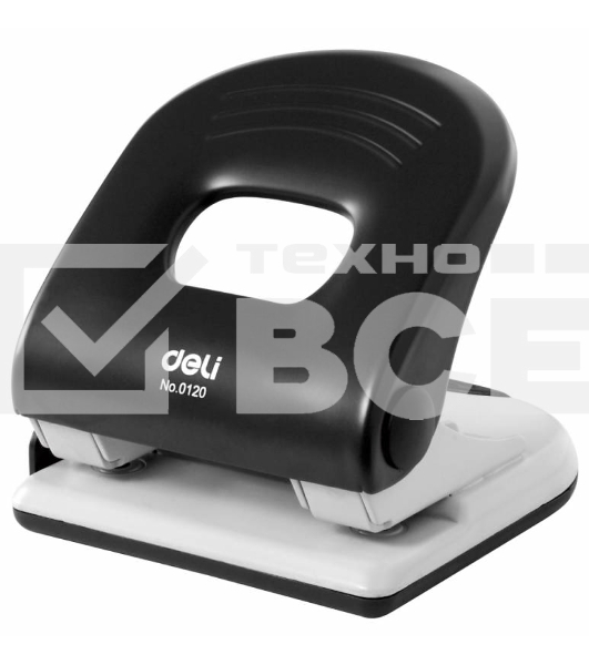 Дырокол Deli PRO E0120, до 40 листов, металл ассорти, отверстий: 2, с линейкой