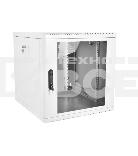 Шкаф настенный ЦМО ШРН-М-9.650 9U 600x650мм пер.дв.стекл съемные бок.пан. 50кг серый