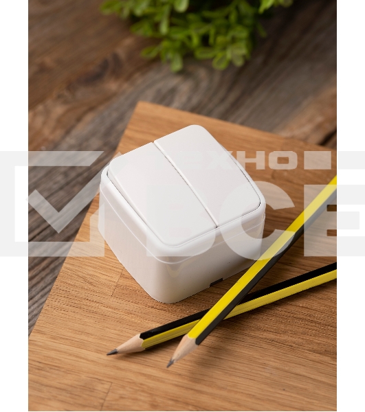 Выключатель 2-клавишный ОП 10А белый Минск EKF Basic