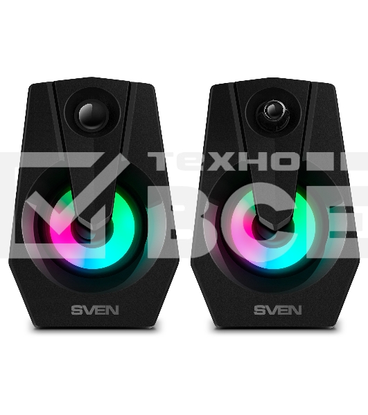 Колонки Sven 370 2.0 чёрные  (2x2W, USB, RGB подсветка)