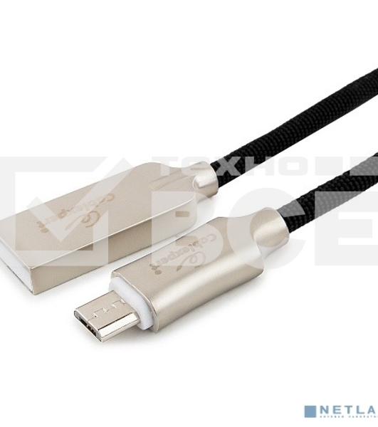 Кабель USB 2.0 Cablexpert CC-P-mUSB02Bk-0.5M, AM/microB, серия Platinum, длина 0.5м, черный, блистер