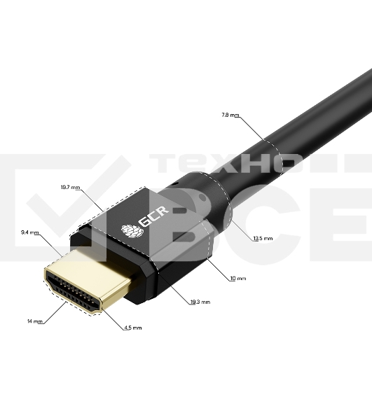 Кабель 5.0m HDMI 2.1, черный, 8K 60Hz, 4K 144Hz, динамический HDR, 4:4:4, Ultra HD, 48.0 Гбит/с, 2 Х экран, армирование, GCR-55553