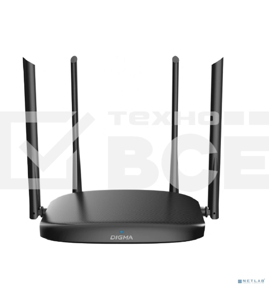 Роутер беспроводной Digma DWR-AC1202 AC1200 10/100/1000BASE-TX черный