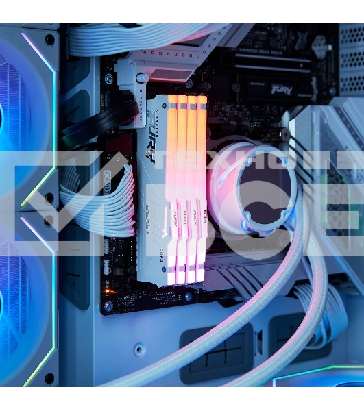 Оперативная память Kingston Fury Beast, DDR5, 16GB (1x16GB), 6000MHz, CL30, с радиатором, RGB, белый