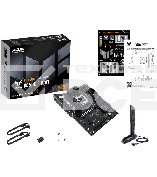 Материнская плата ASUS TUF GAMING B650-E WIFI, AM5, AMD B650, 4xDDR5, 4xSATA, 3xM.2, 1xPCIe 4.0 x16, 1xPCIe 4.0 x16, 1xPCIe x1, 1xDP, 1xHDMI, 1x2.5Gb LAN, Wi-Fi 6E, Bluetooth 5.3, 2xUSB-C (1x10Gbps, 1x20Gbps), 3xUSB-A 5Gbps, 2xUSB-A 10Gbps, 3xUSB-A 2.0, 5