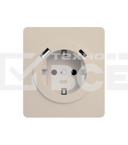 Розетка KRANZ ROUND 1-ая с/з с/у з/ш 16А с USB A+C быстрой зарядки 5В/3А шелк