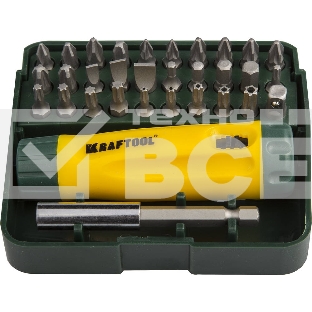 Набор KRAFTOOL Отвертка реверсивная с битами и адаптером, Cr-V, 32 предмета 26142-H32